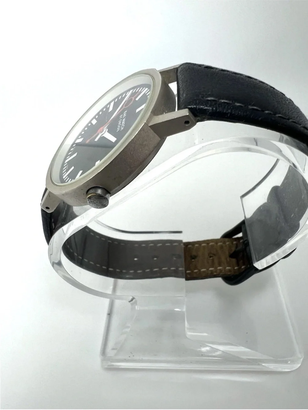 Rail Watch by Orosil Black Dial Leather Strap Watch